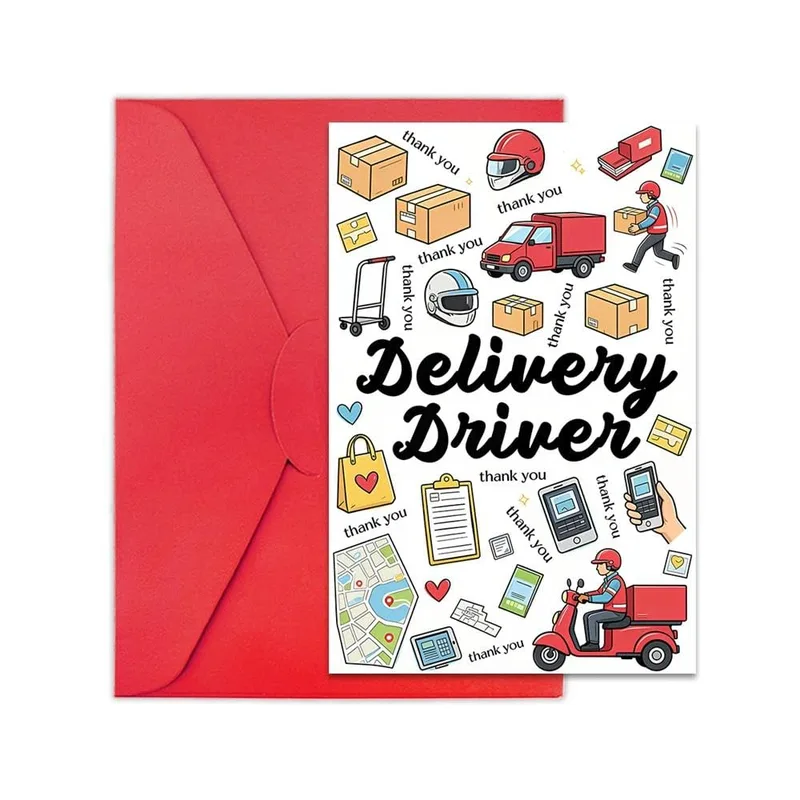 Trucks Icons Pattern Thank You Card for Delivery Drivers and Men