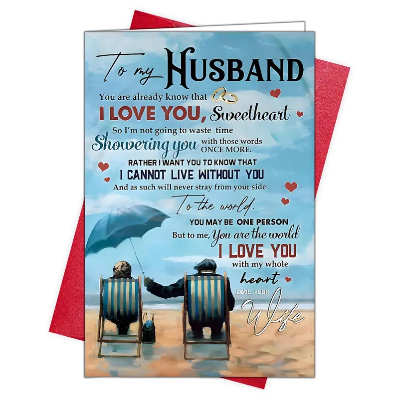 Chairs Sunset Poem Love Card for a Husband Who Means the World