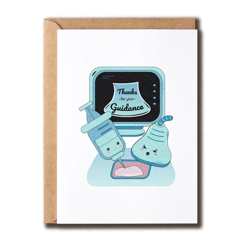 Teal Ultrasound Machine Thank You Card for Imaging Technologists