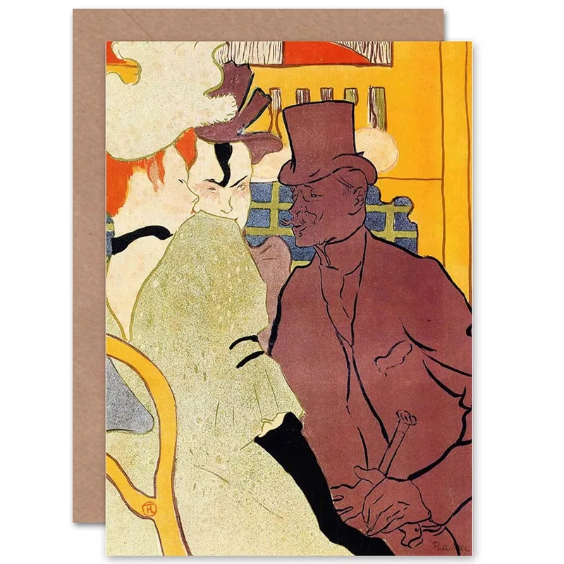 Vintage Painting Yellow Red Card: Artistic Retirement Gift for Men