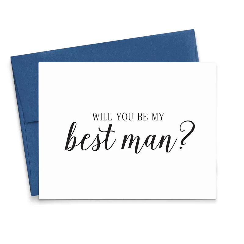 Black Script White Card: Will You Be My Best Man Proposal