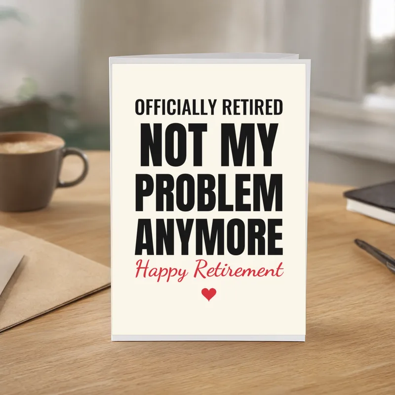 Retired Not My Problem Card for Your Retiring Friend – in everyday use