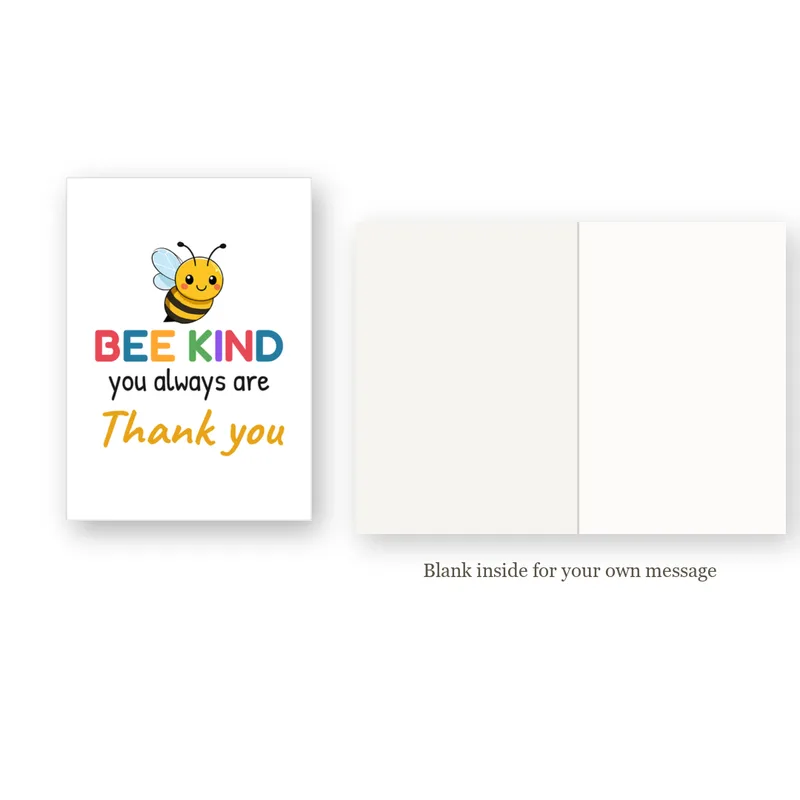 Cute Bee Thank You Card for a Kind Friend, Bee Kind – inside view