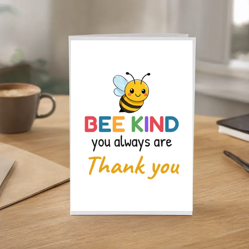 Cute Bee Thank You Card for a Kind Friend, Bee Kind – in everyday use