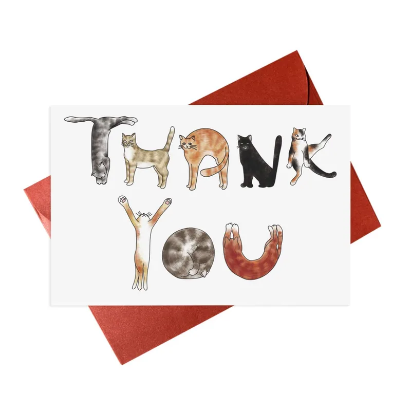 Cat Thank You Card with Cats Shaped as Letters