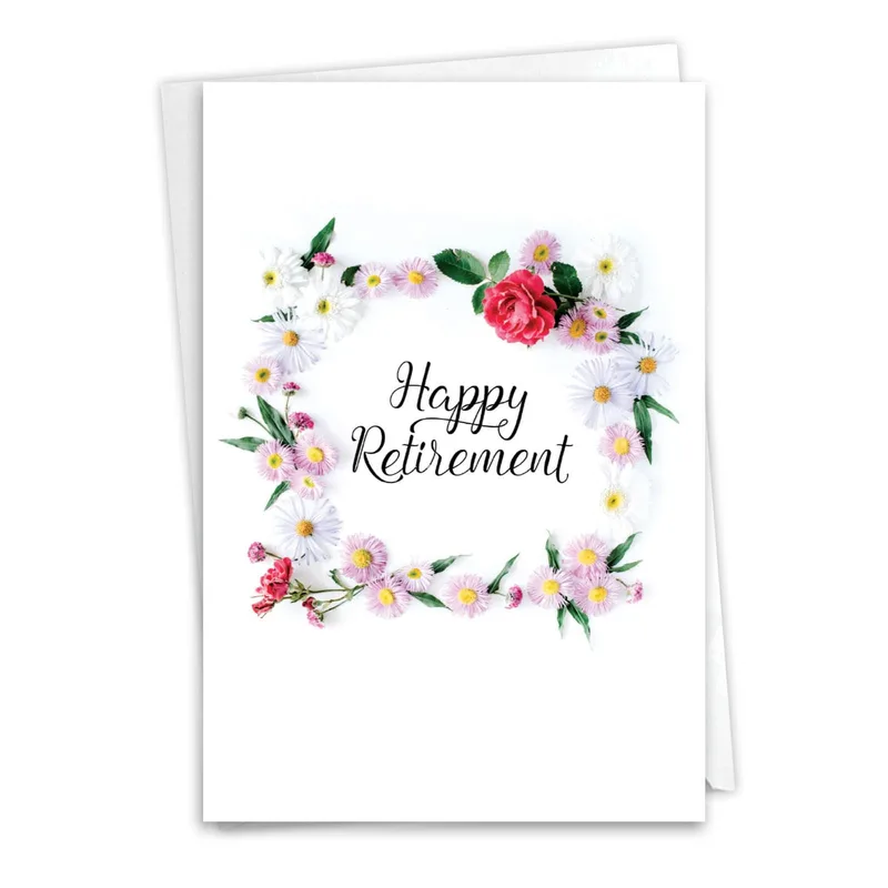 Retirement Flower Wreath Card: Happy Retirement in Bloom