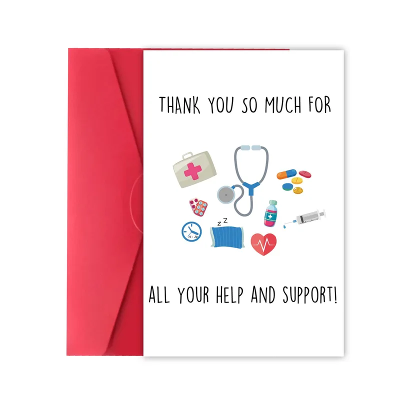 Medical Staff Thank You Card with Supplies Art
