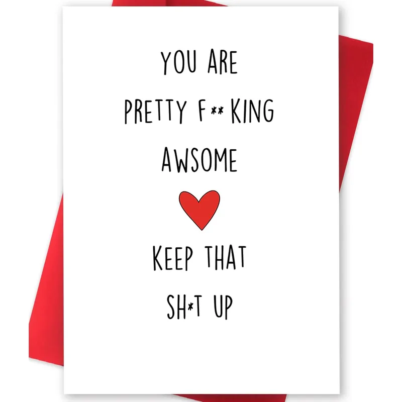 Pretty Awesome Card with a Red Heart and a Cheeky Note