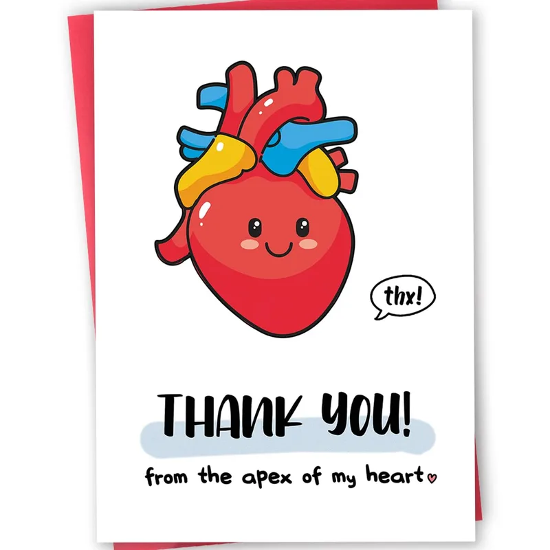 Cute Anatomy Thank You Card: A Smiling Heart Says Thanks