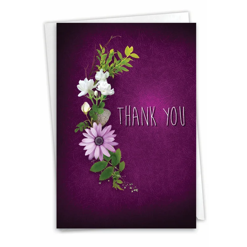 Purple Floral Thank You Card for Any Kind of Kindness