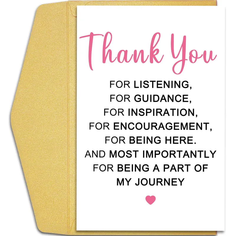 Thank You for Guidance Card: Pink Script Heart Design