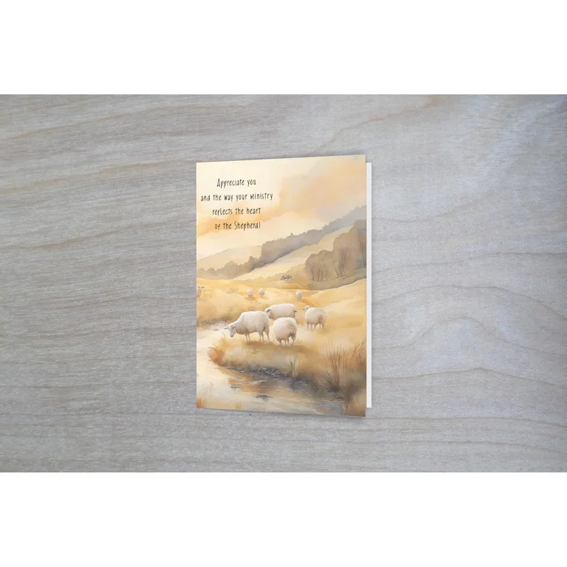 Church Leader Thank You Card with a Watercolor Shepherd Scene
