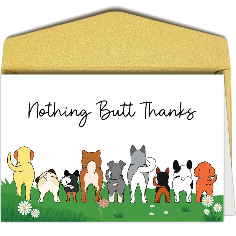 Funny Dog Thank You Card: Nothing Butt Thanks