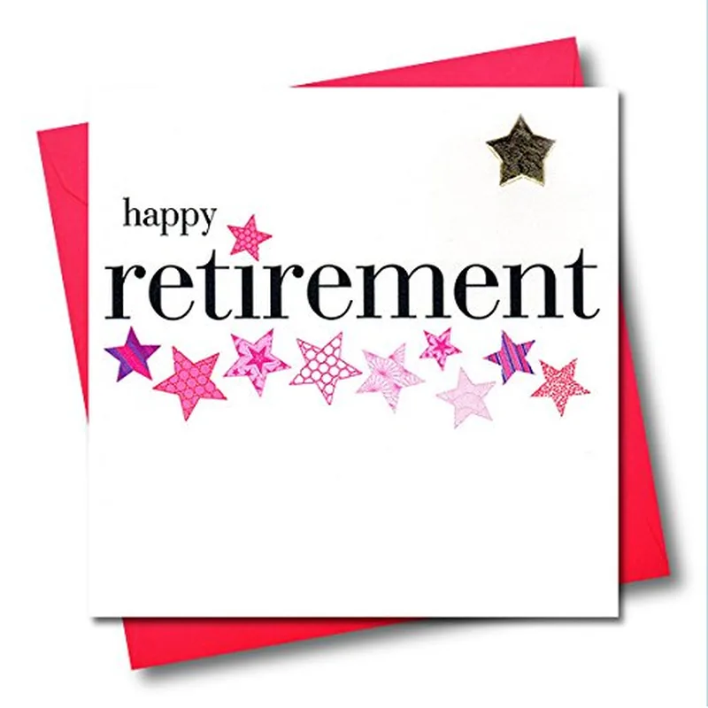 Retirement Stars Card: Pink Stars for a Happy Retirement