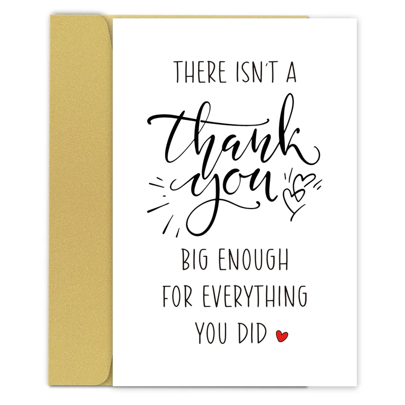 Black Script Lettering Card: A Thank You With Room to Spare