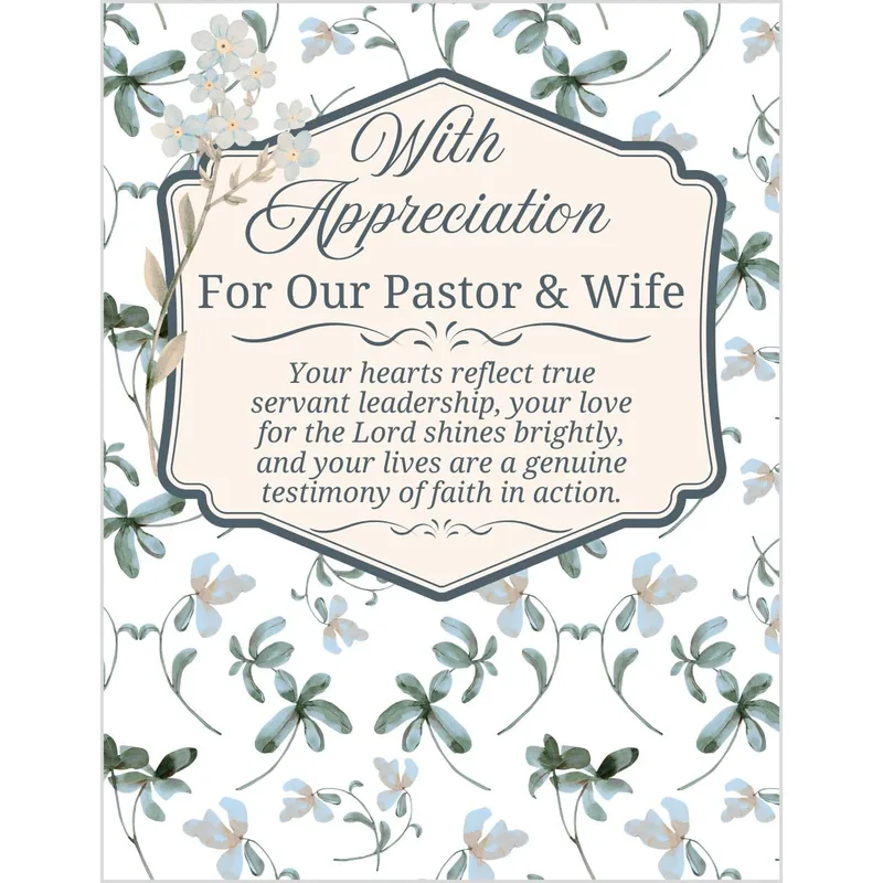 Pastor and Wife Appreciation Card with Sage Floral Print