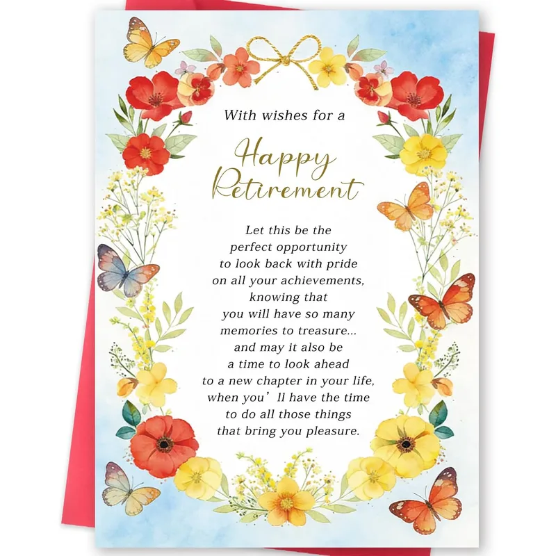 Retiree Congratulations Card with Watercolor Butterflies
