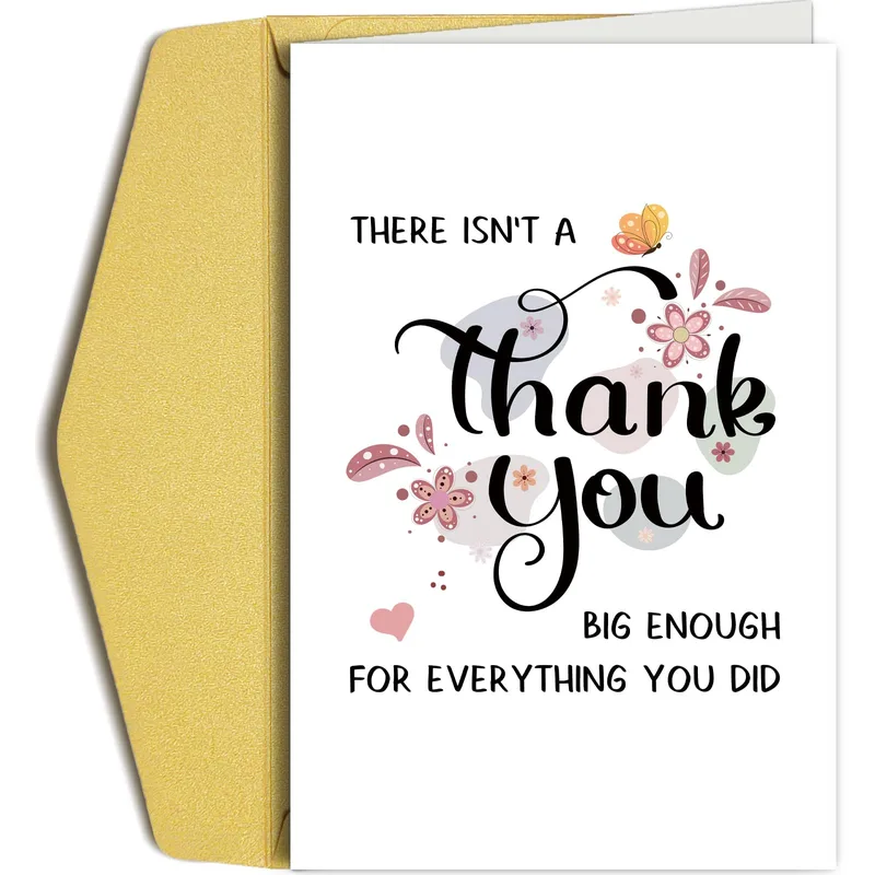 Pink Floral Script Typography Card for Thank You Moments