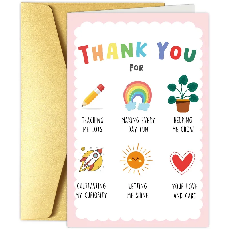 Colorful Rainbow Icons Card for Teacher Appreciation and Thank You