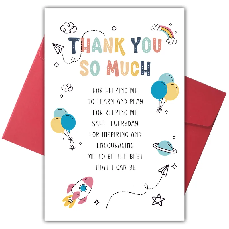 Colorful Space Doodles Card: Thank You So Much for Teachers