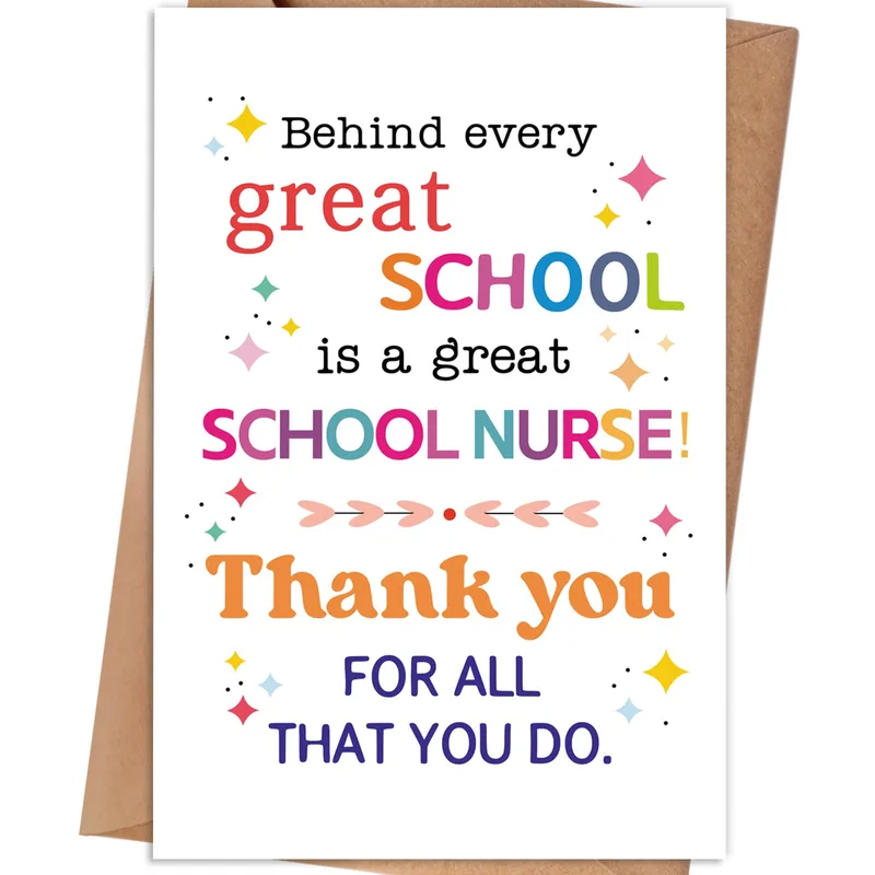 School Nurse Thank You Card Celebrating Colorful Typography