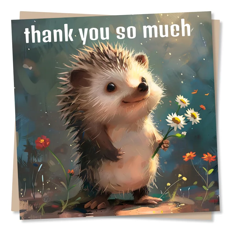 Thank You Hedgehog Card: A Sweet Hand-Painted Note of Gratitude