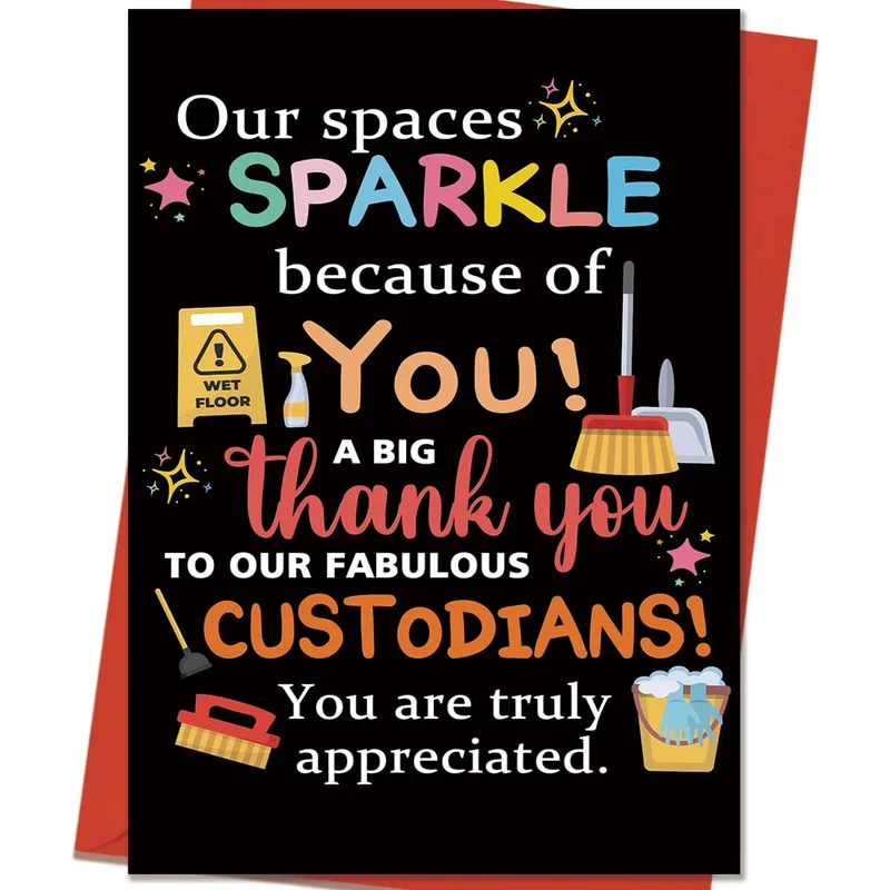 Custodian Appreciation Card – Greeting Card in black