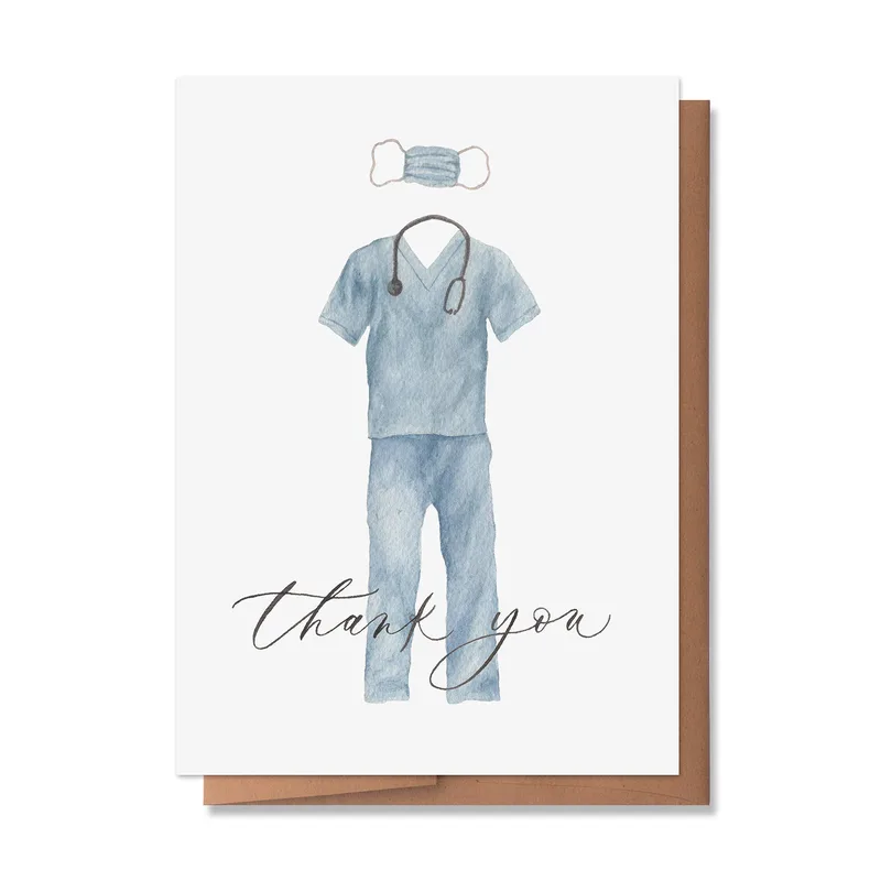 Medical Scrubs Thank You Card for Nurses and Doctors