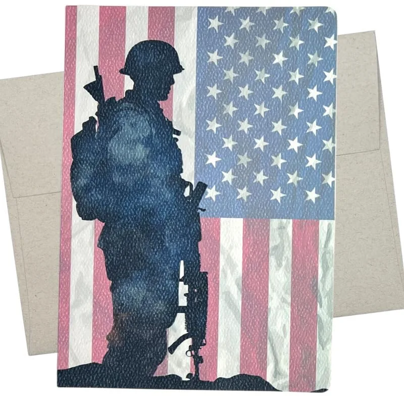 Soldier Silhouette Card for Military Service and Honor