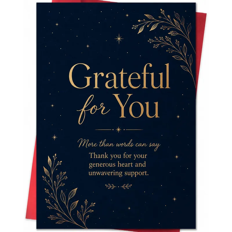 Grateful for You Card: Navy and Gold Thank You