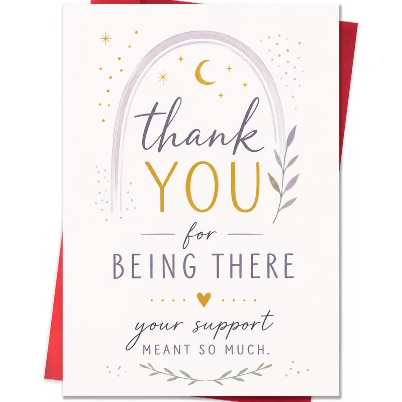 Thank You for Being There Card with a Lavender Rainbow Moon