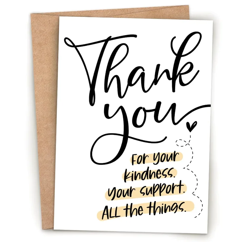 Thank You for Your Support Card: Black Script Lettering