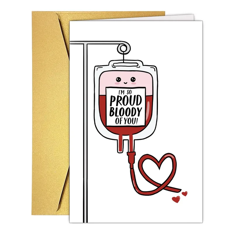 Blood Donor Congrats Card: a proud blood bag pun