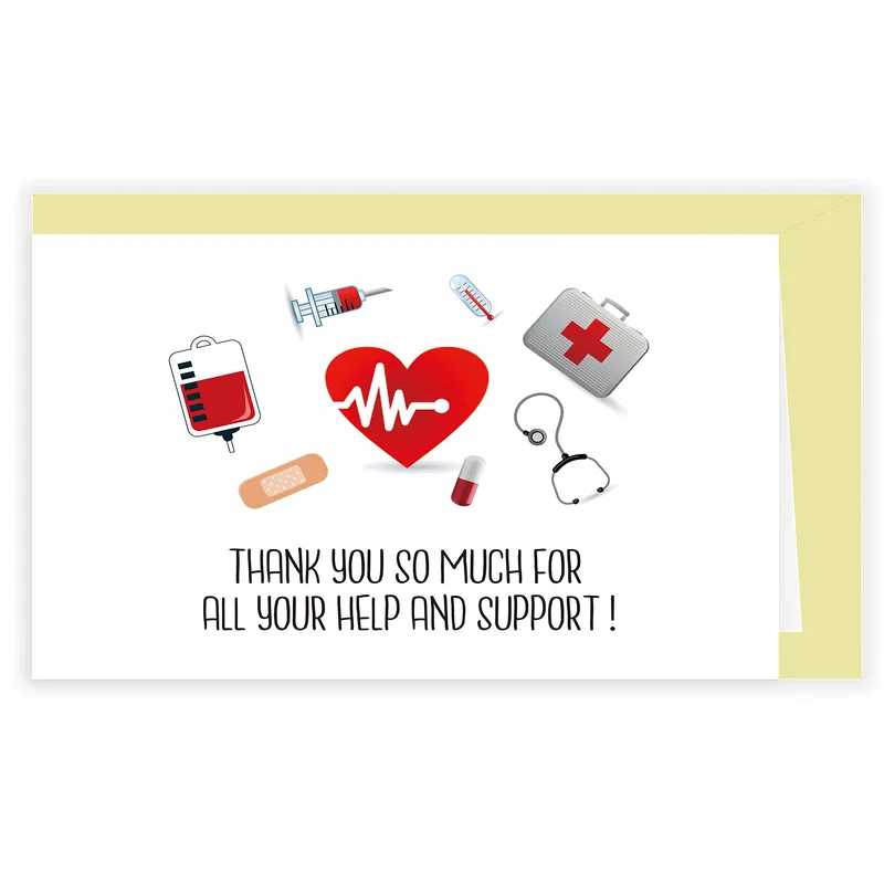 Medical Icons Heart Illustration Card for Caring Staff Thanks