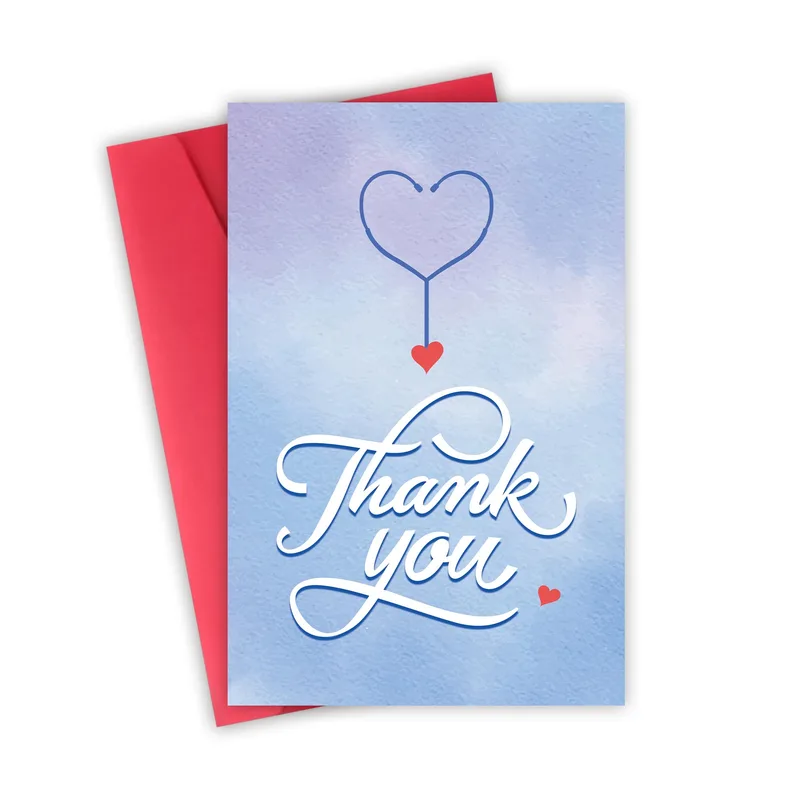 Thank You Blue Watercolor Card for Nurses and Caregivers