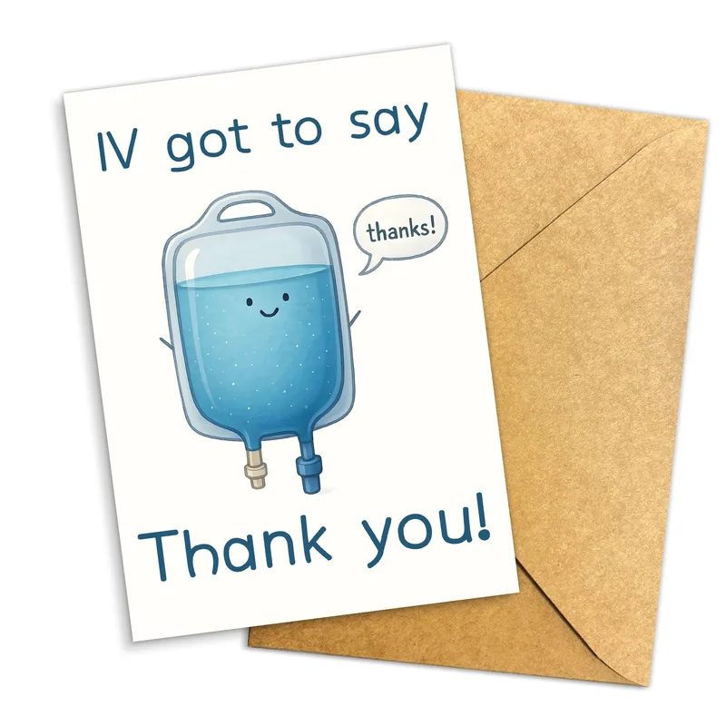 IV Pun Thank You Card for Nurses and Caregivers