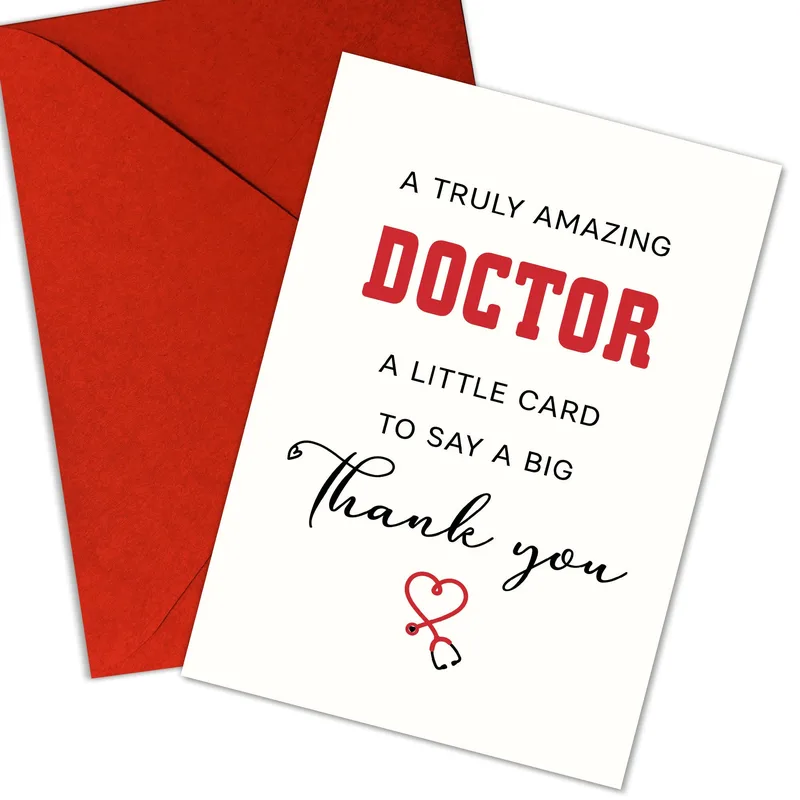 Appreciation Doctor Card with a Red Stethoscope Heart