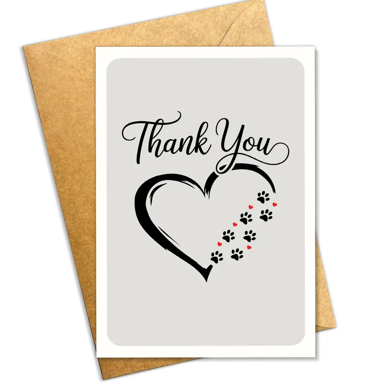 Pet Lover Thank You Card with Paw Print Heart