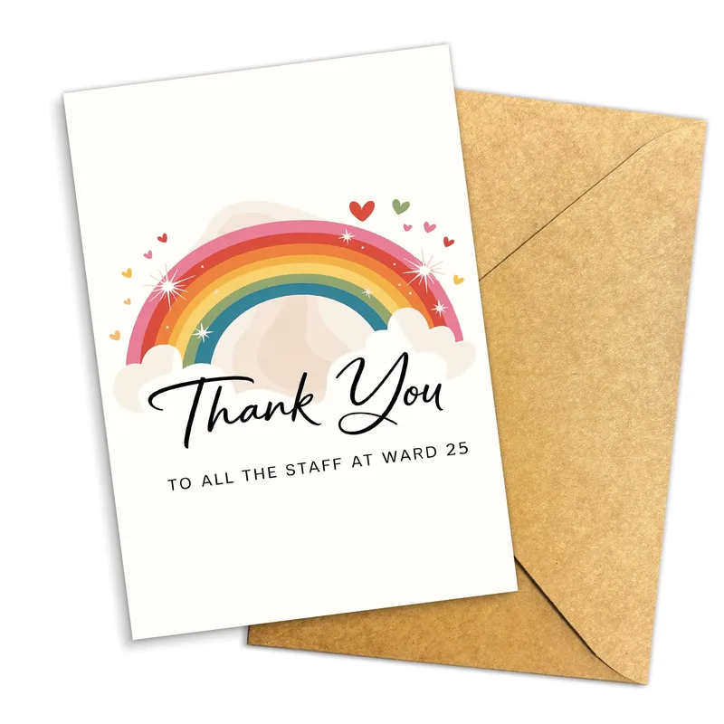 Hospital Staff Thank You Card: A Rainbow for Ward 25