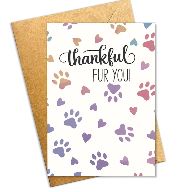 Thankful for Dogs Card: Pastel Paws and a Punny Thank You