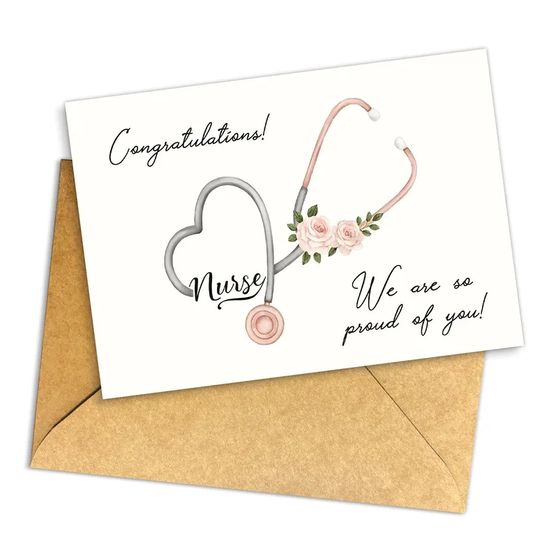 Nurse Graduation Card Celebrating a Stethoscope and Roses