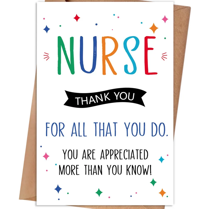 Nurse Thank Card: Bright Rainbow Lettering for Your Caregiver