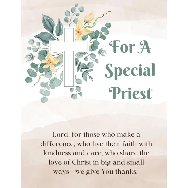 Special Priest Card: A Floral Cross With a Heartfelt Thank You