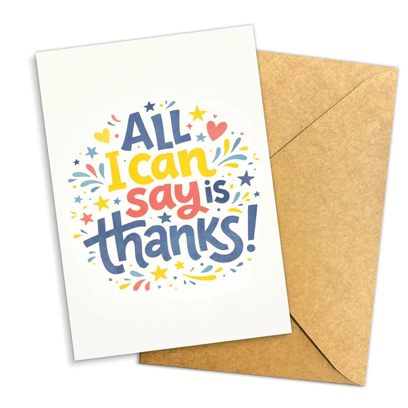 All I Can Say Card: Colorful Thanks Greeting Card