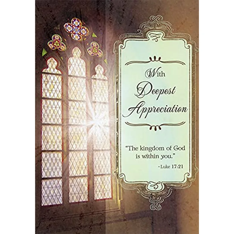 Church Thank You Card: Sunlit Stained Glass Window Design