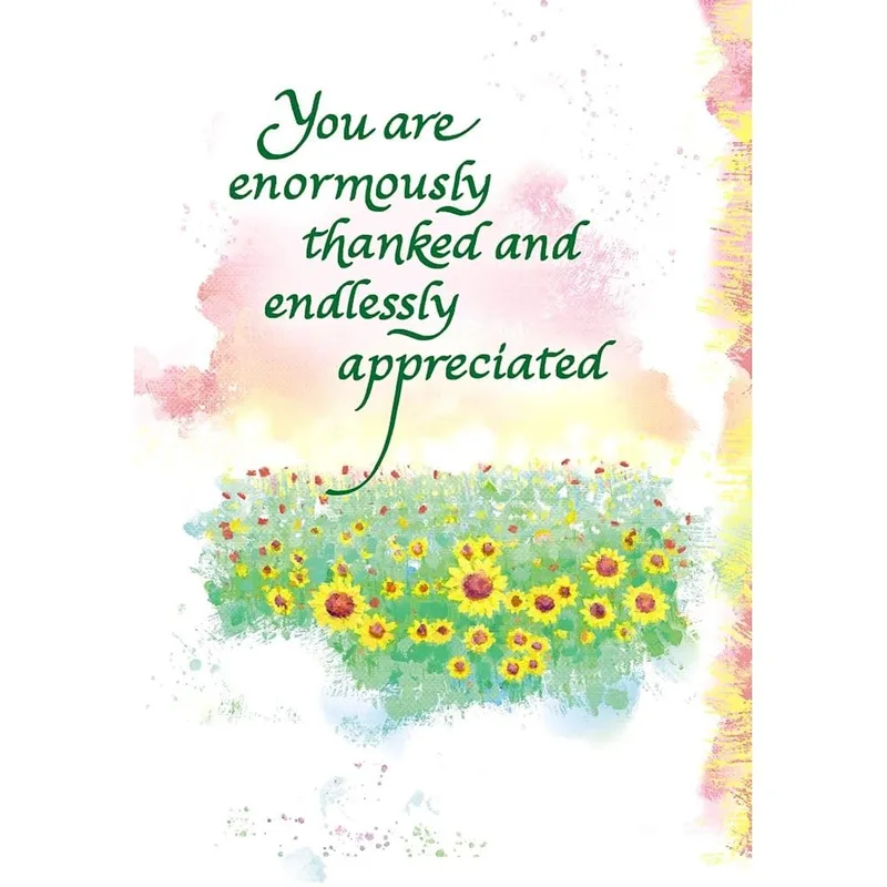 Thank You Sunflower Card: enormously thanked and endlessly appreciated
