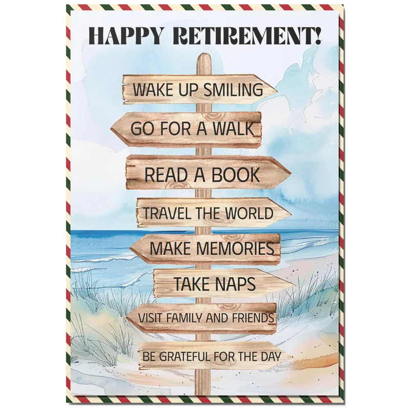 Retirement Beach Card: a signpost of easy days ahead