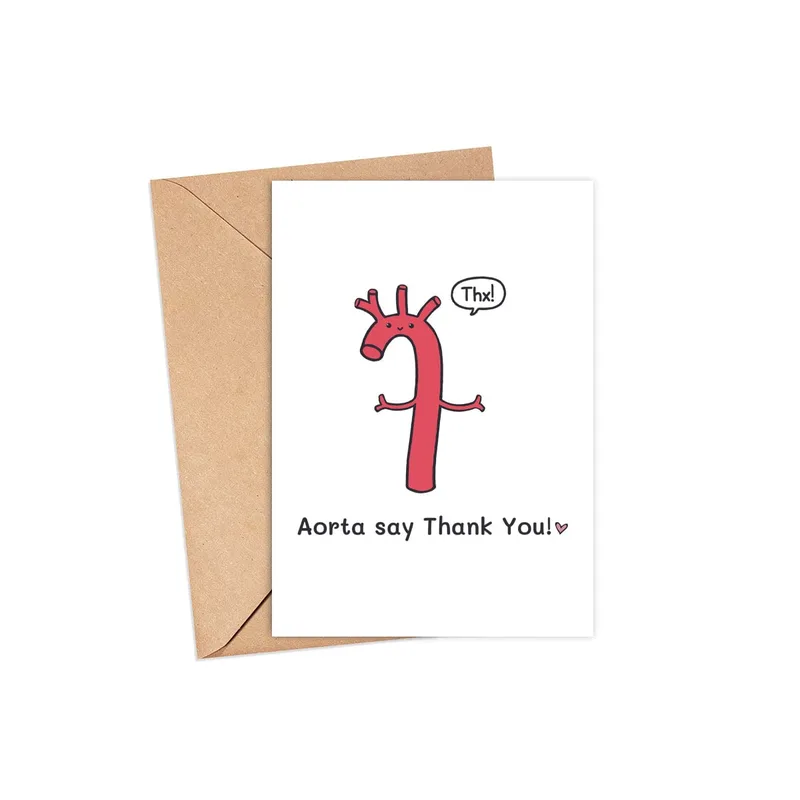 Medical Pun Thank You Card with a Cartoon Red Aorta