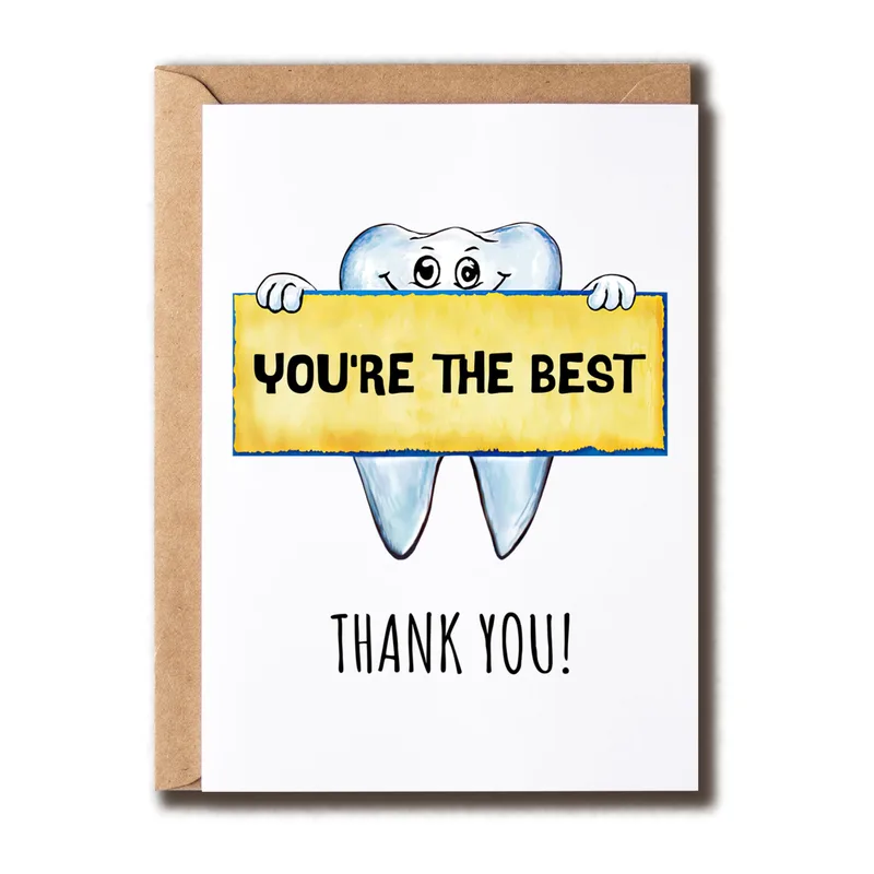 Dental Hygienist Thank You Card with a Cheerful Tooth