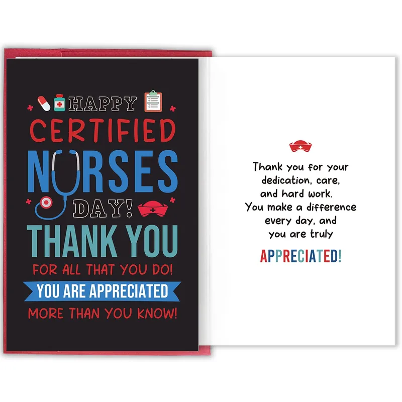 Certified Nurses Day Card: Thank You Message on Black